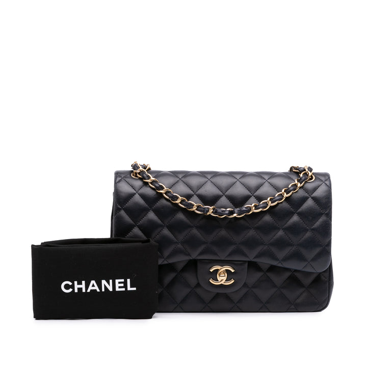 Classic Double rabat Jumbo Cuir d'agneau Noir