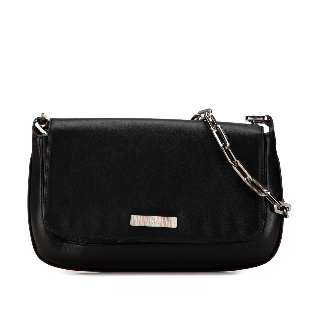 Gucci Leather Chain Shoulder Bag Black - GABY PARIS