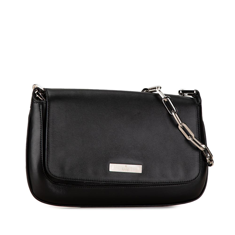 Gucci Leather Chain Shoulder Bag Black - GABY PARIS