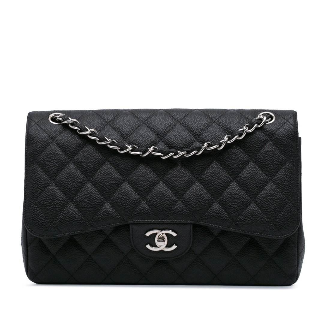 Jumbo Classic Caviar Double Flap Black - Gaby Paris