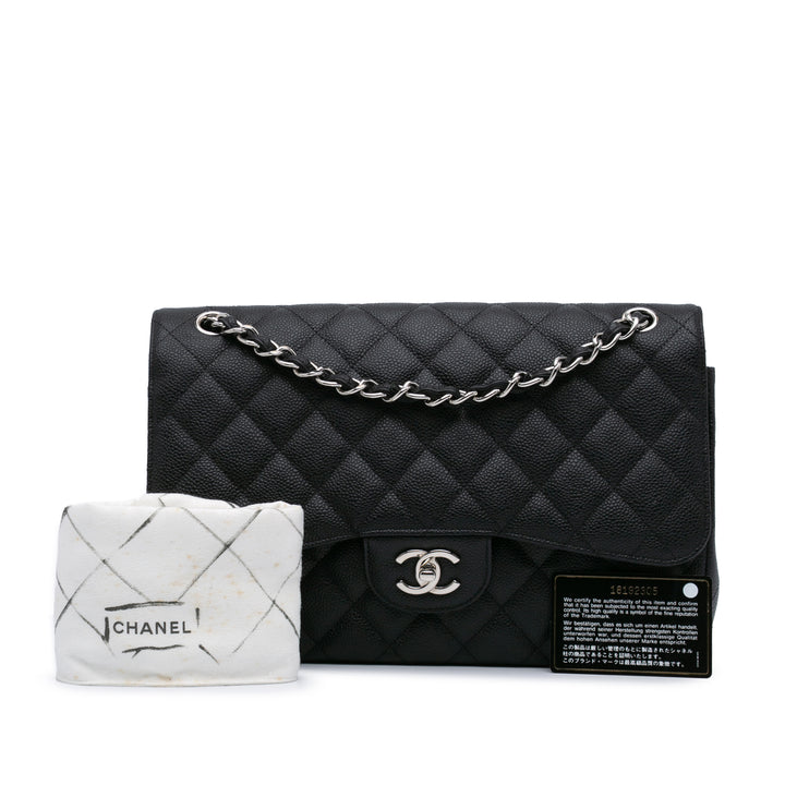 Jumbo Classic Caviar Double Flap Black - Gaby Paris