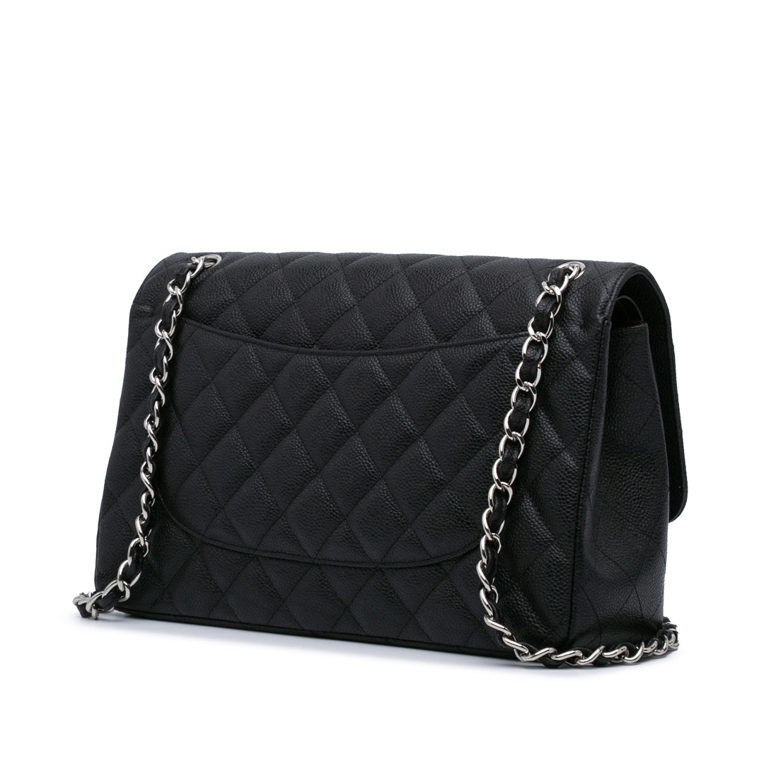Jumbo Classic Caviar Double Flap Black - Gaby Paris