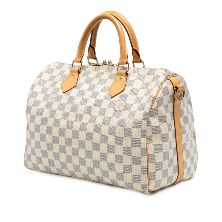 Louis Vuitton Damier Azur Speedy Bandouliere 30 Blanc – GABY PARIS Authentique