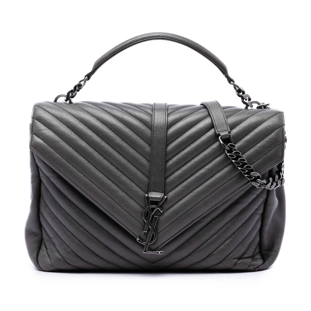 Saint Laurent Chevron College Sac Grand de mouton Gris – vue principale – GABY PARIS