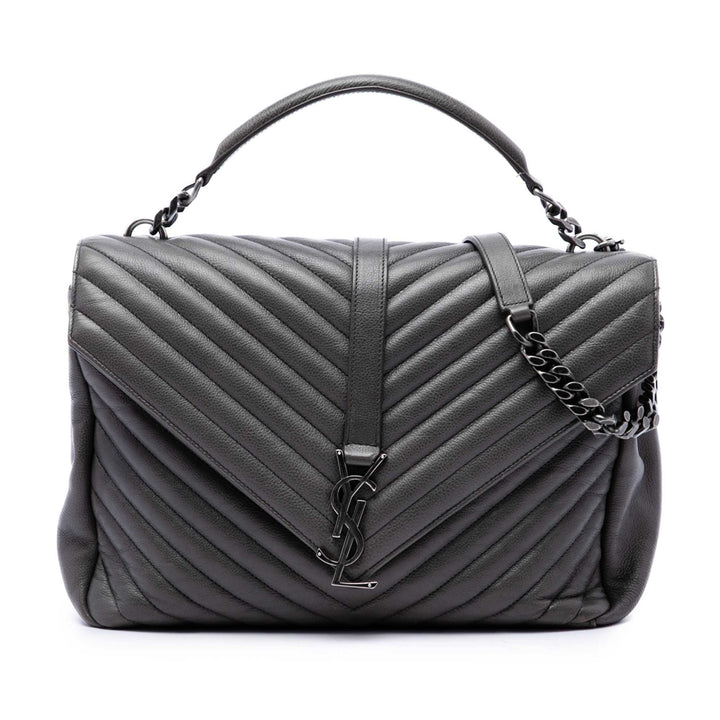 Saint Laurent Chevron College Sac Grand de mouton Gris – vue principale – GABY PARIS