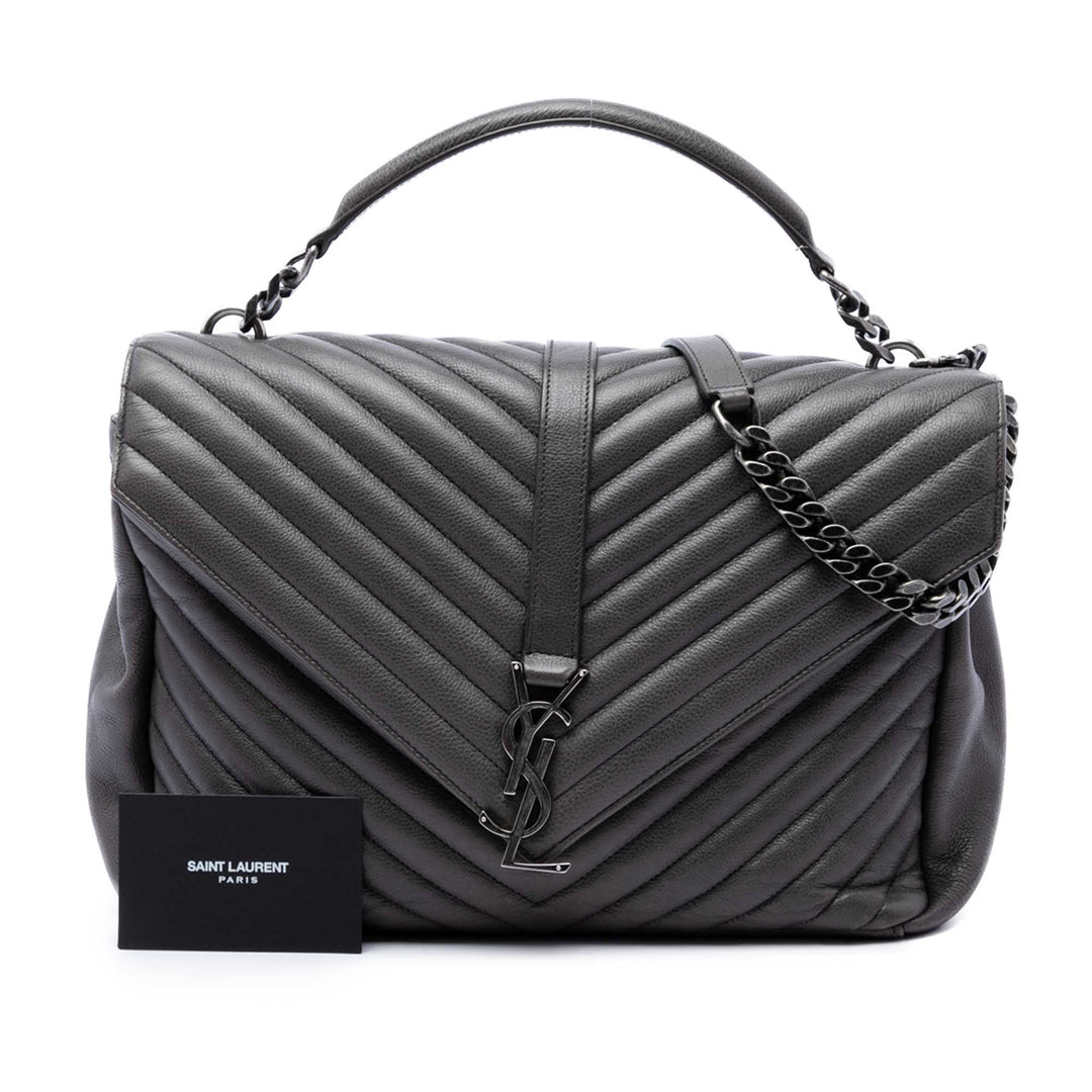 Saint Laurent Chevron College Sac Grand de mouton Gris – vue 7 – GABY PARIS