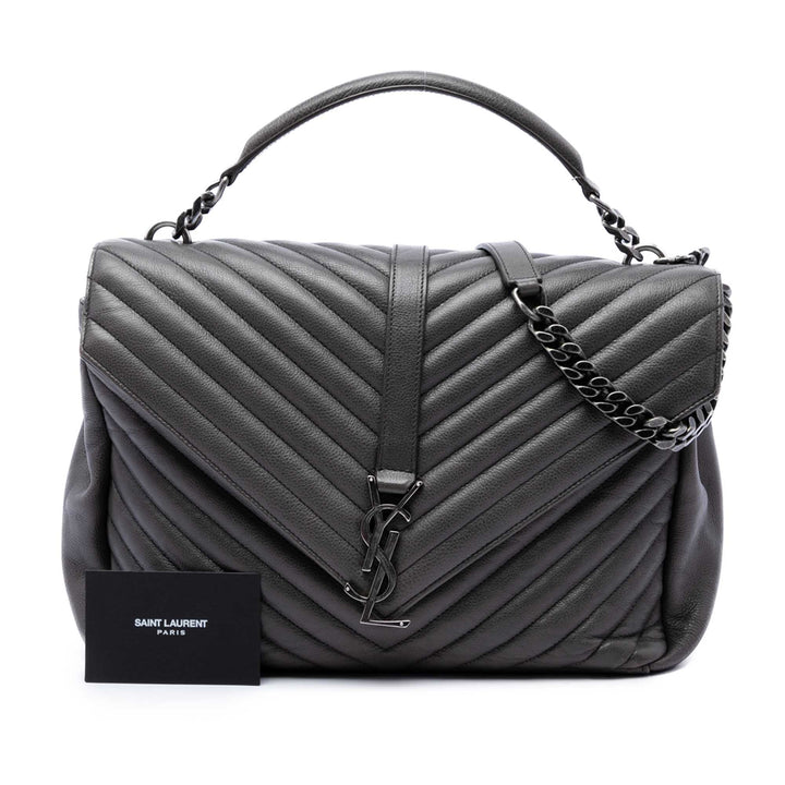 Saint Laurent Chevron College Sac Grand de mouton Gris – vue 7 – GABY PARIS