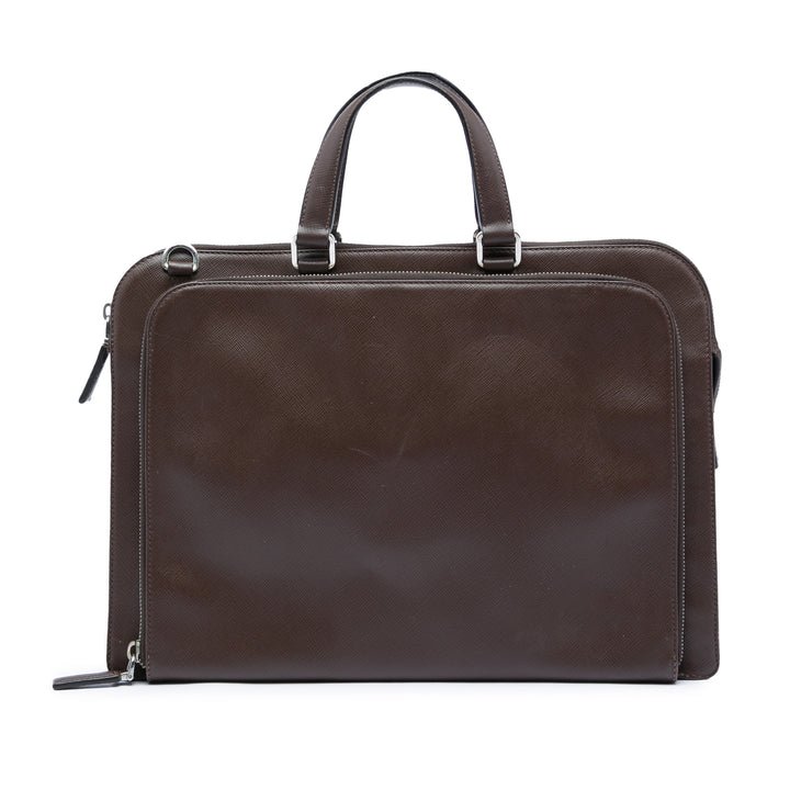 Prada Saffiano Cuir Travel Front Zip Pocket Porte-documents