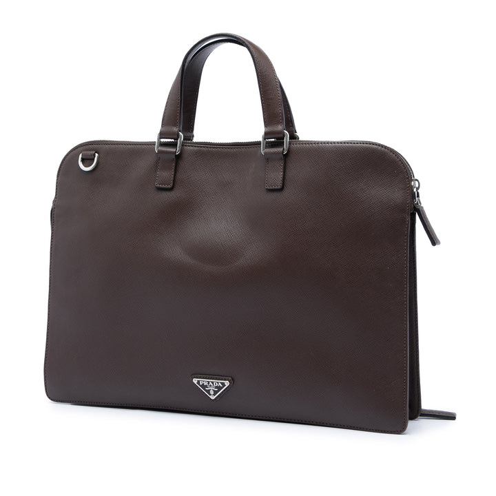 Prada Saffiano Cuir Travel Front Zip Pocket Porte-documents