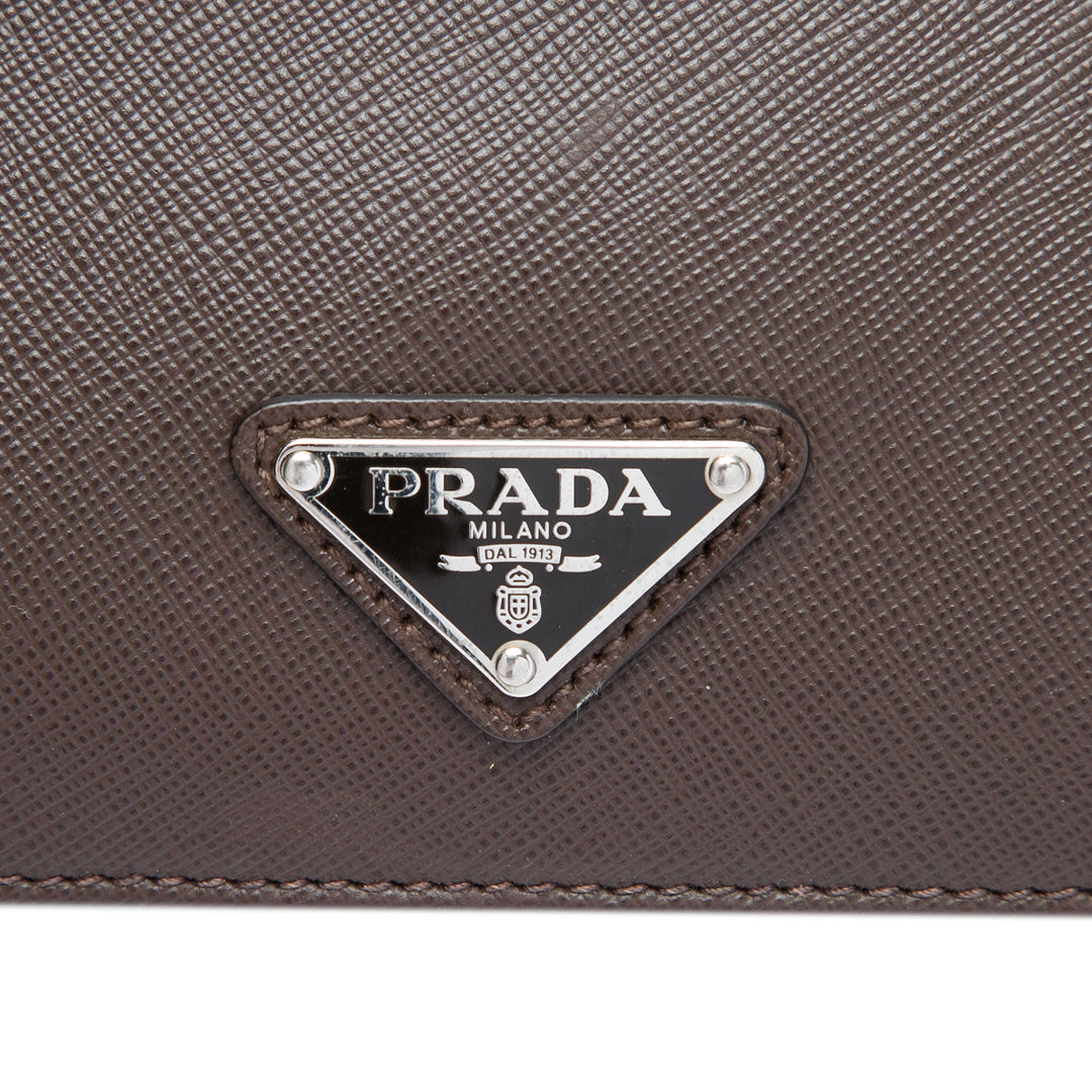 Prada Saffiano Cuir Travel Front Zip Pocket Porte-documents