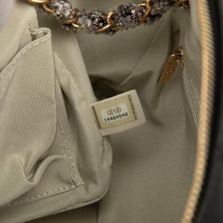 Chanel CC Quilted Cuir d’agneau Tweedy Bowler Bag Noir