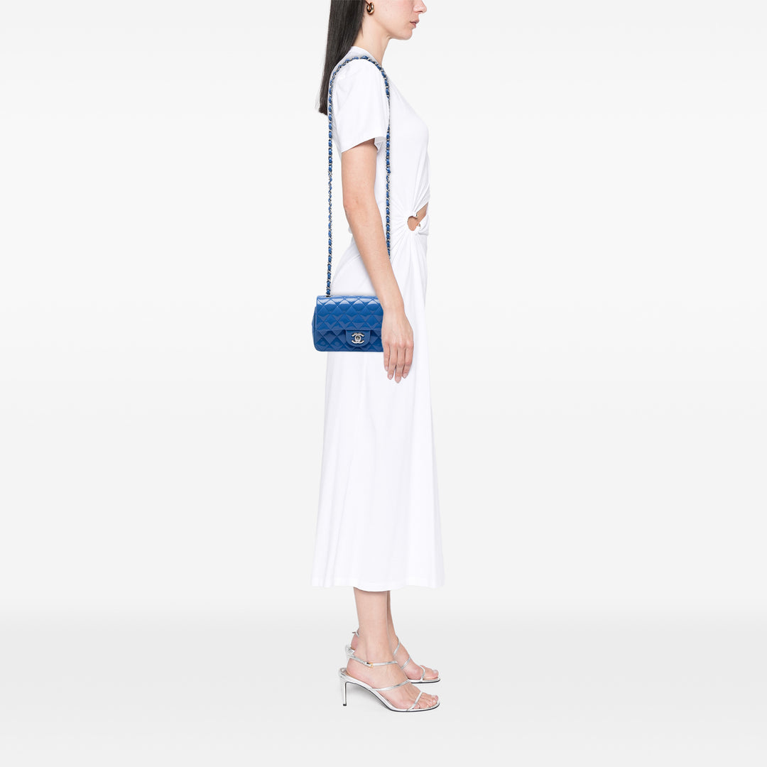 Classic Rectangulaire Rabat simple Mini Bleu