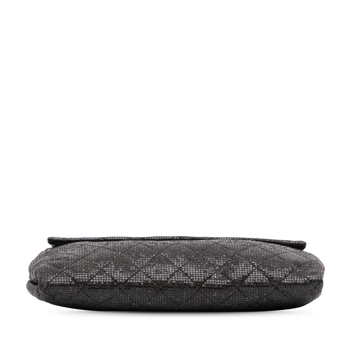 Chanel Matelassé Laminated Fabric Chain Evening Sac porté croisé