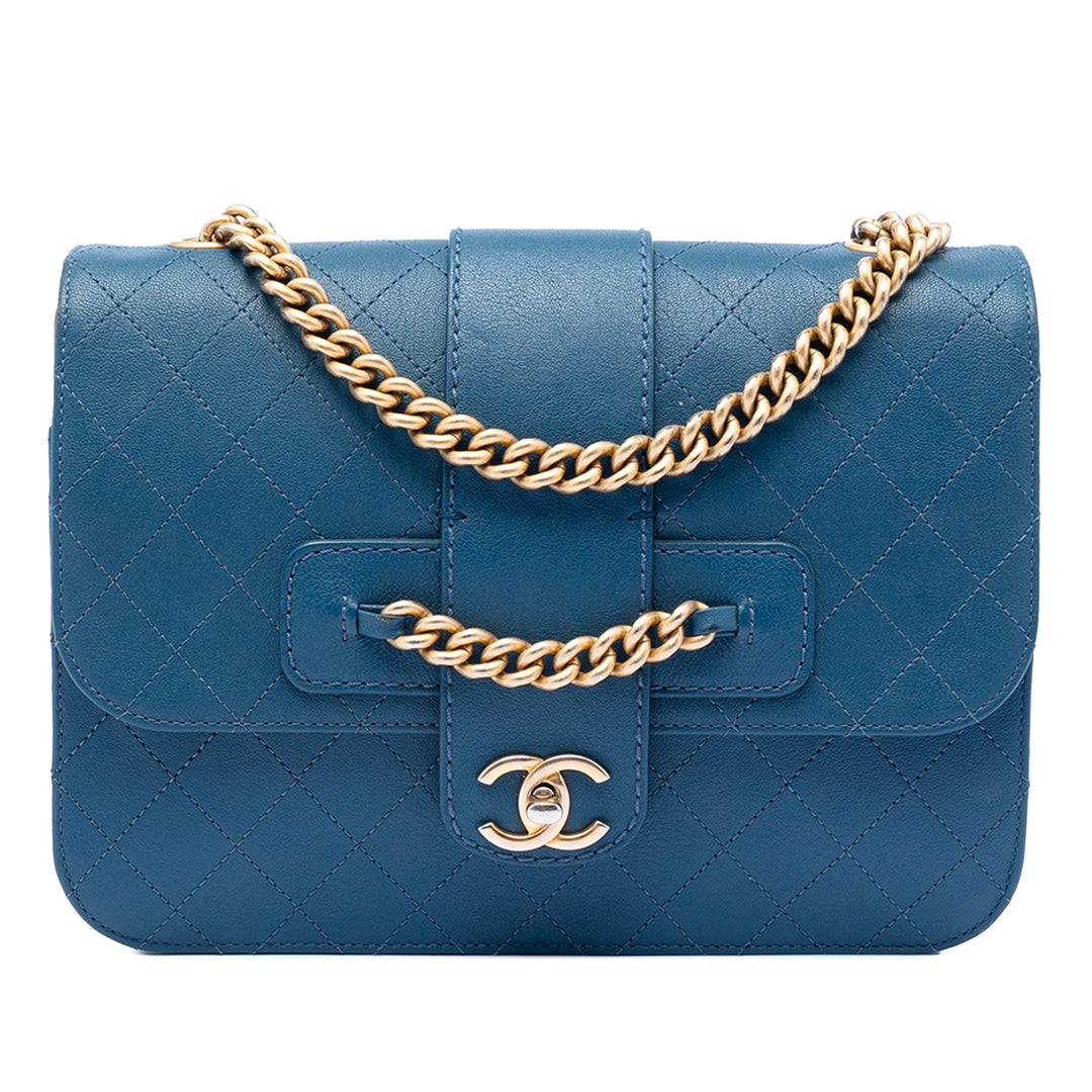 Chanel Large Matelassé Sheepskin Front Chain à rabat