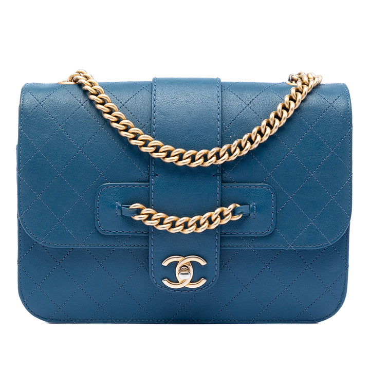 Chanel Large Matelassé Sheepskin Front Chain à rabat