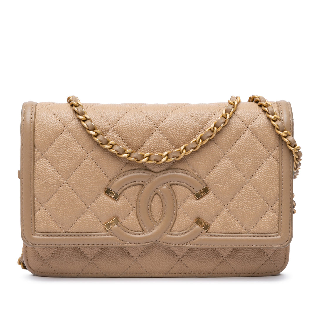 Caviar CC Filigree Wallet On Chain Brown - Gaby Paris