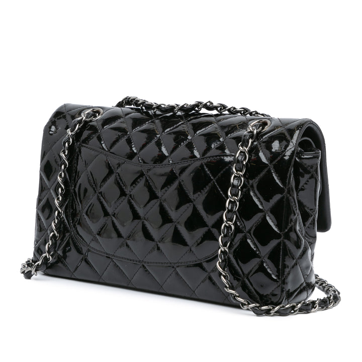 Medium Classic Patent Double Flap Black - Gaby Paris