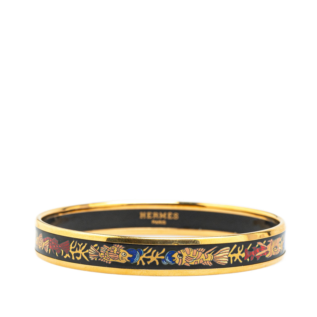 Hermès Narrow Enamel Cloisonne Bangle 65 Black - GABY PARIS