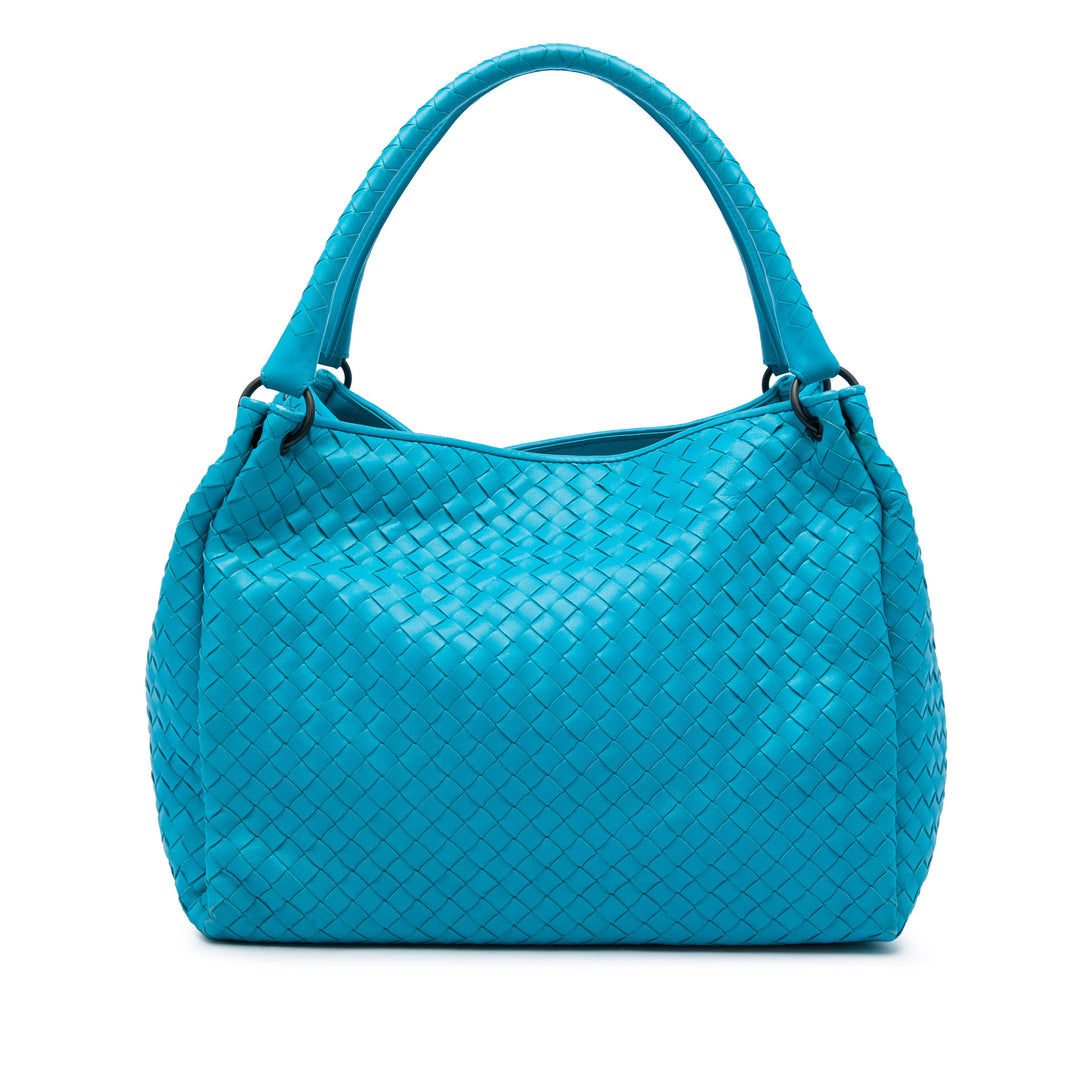 Bottega Veneta Cabas Intrecciato Parachute nappa Bleu – vue principale – GABY PARIS