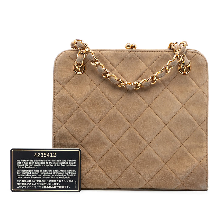 Chanel CC Matelassé Daim Kiss Lock Sac à main