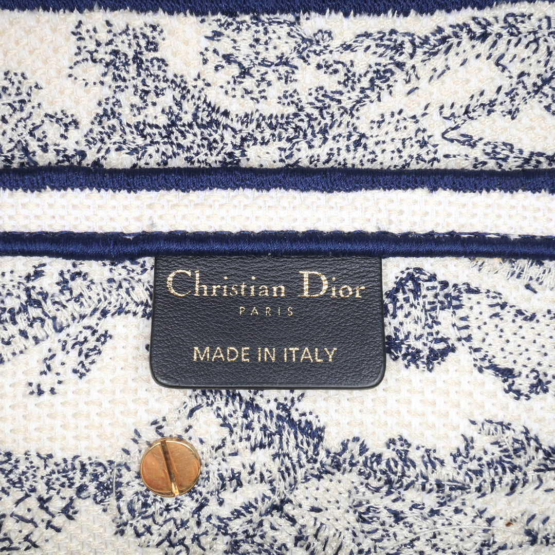 Canvas Embroidered Toile de Jouy Saddle Bag Blue - Gaby Paris
