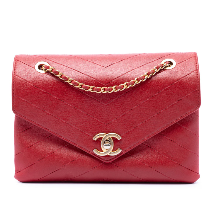 Chanel CC Chevron Enveloppe à rabat Petit Cuir de veau
