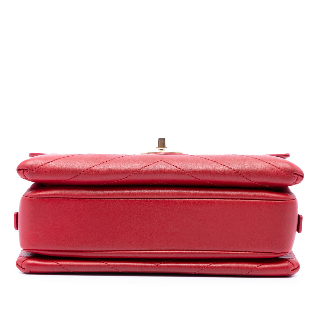 Chanel CC Chevron Enveloppe à rabat Petit Cuir de veau