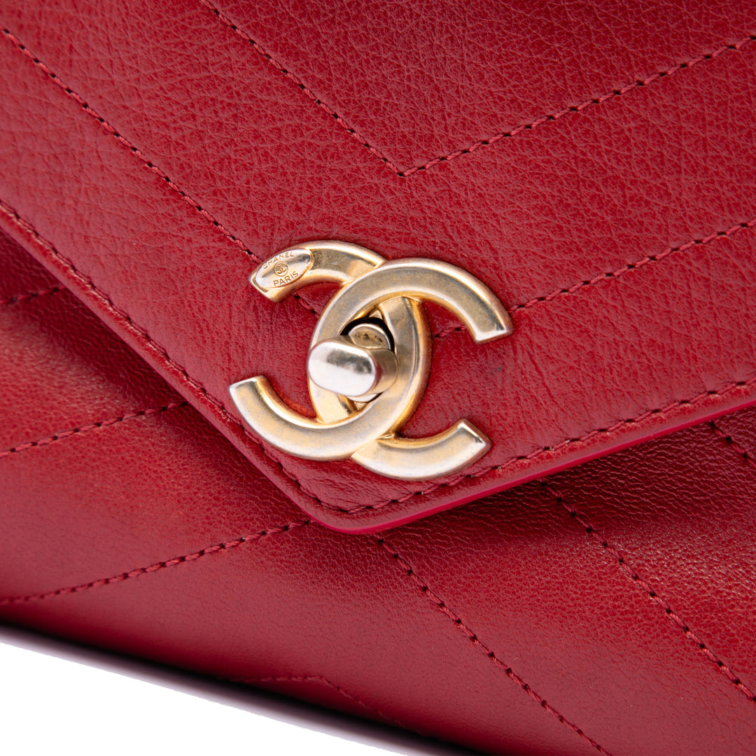 Chanel CC Chevron Enveloppe à rabat Petit Cuir de veau