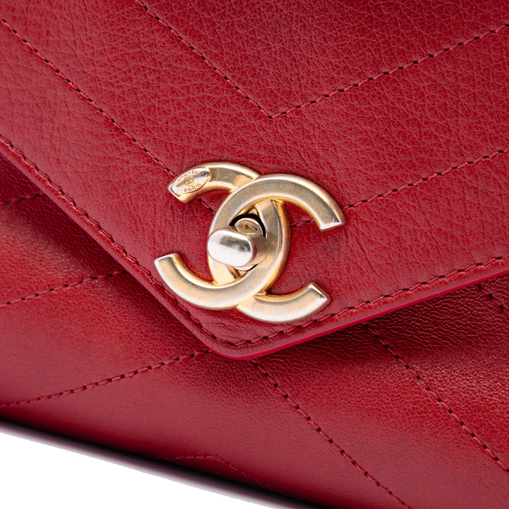 Chanel CC Chevron Enveloppe à rabat Petit Cuir de veau