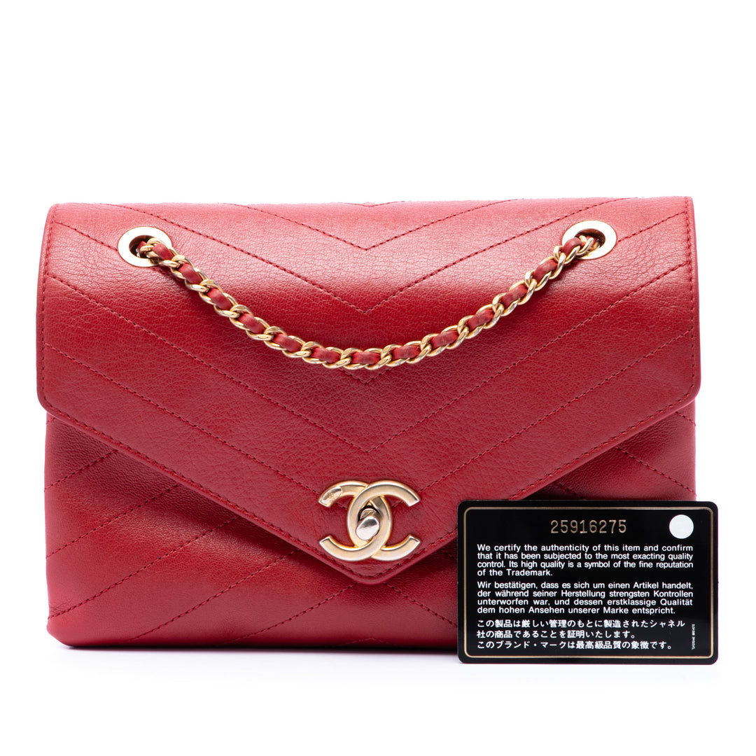 Chanel CC Chevron Enveloppe à rabat Petit Cuir de veau