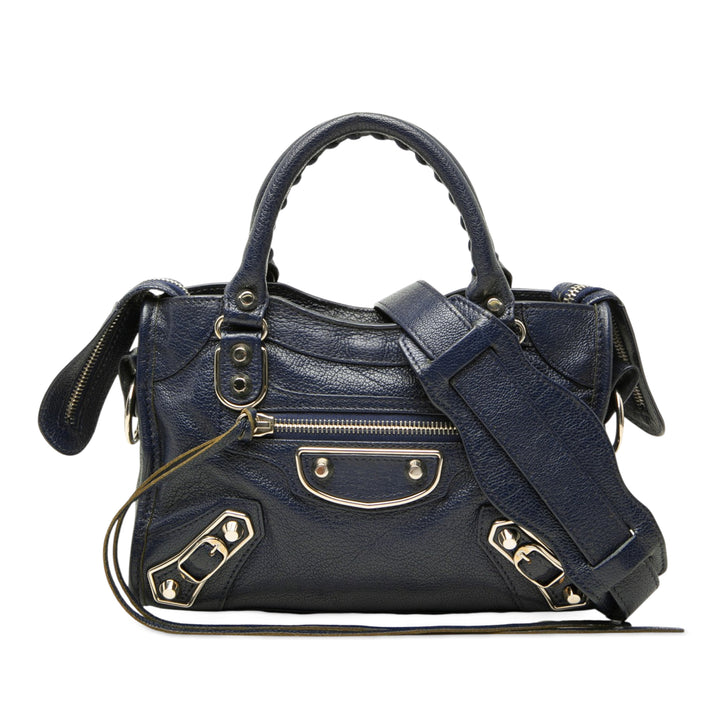 Balenciaga Mini Cuir de chèvre Motocross Classic Metallic Edge City Sac