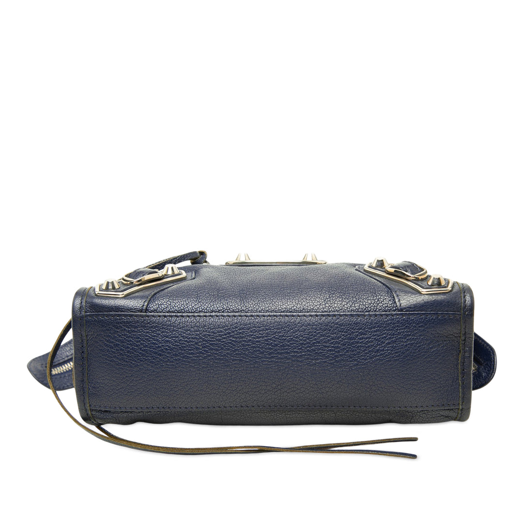 Balenciaga Mini Cuir de chèvre Motocross Classic Metallic Edge City Sac