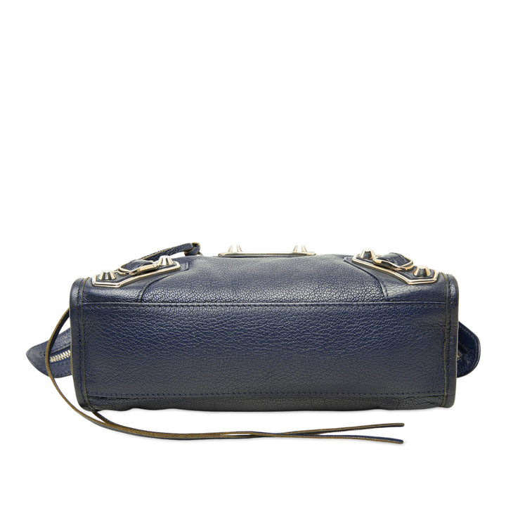 Balenciaga Mini Cuir de chèvre Motocross Classic Metallic Edge City Sac
