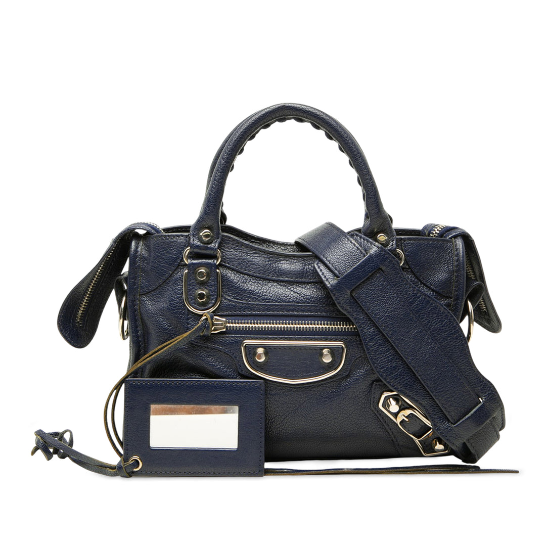 Balenciaga Mini Cuir de chèvre Motocross Classic Metallic Edge City Sac