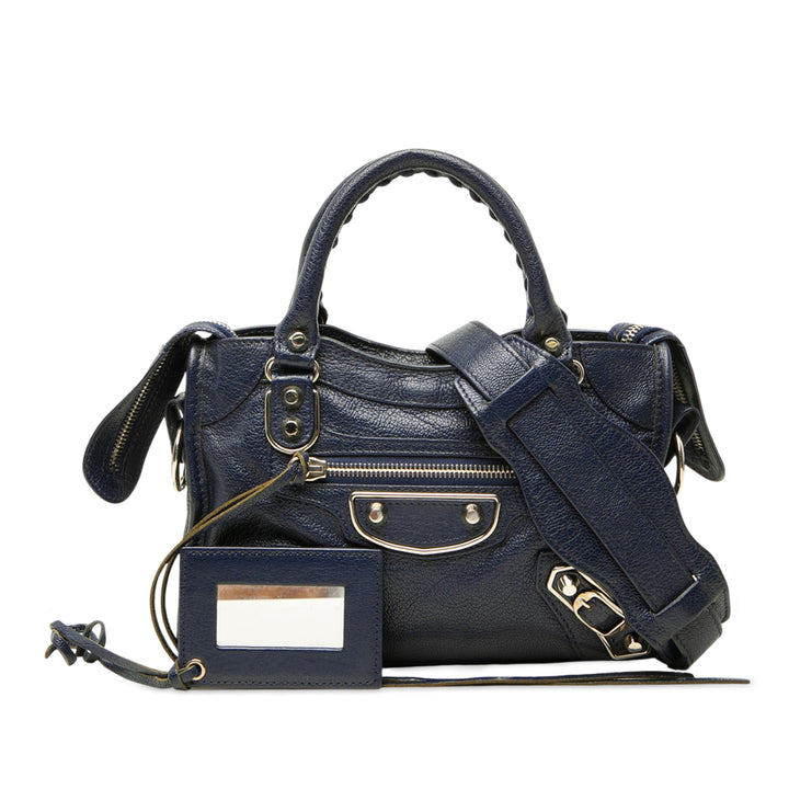 Balenciaga Mini Cuir de chèvre Motocross Classic Metallic Edge City Sac
