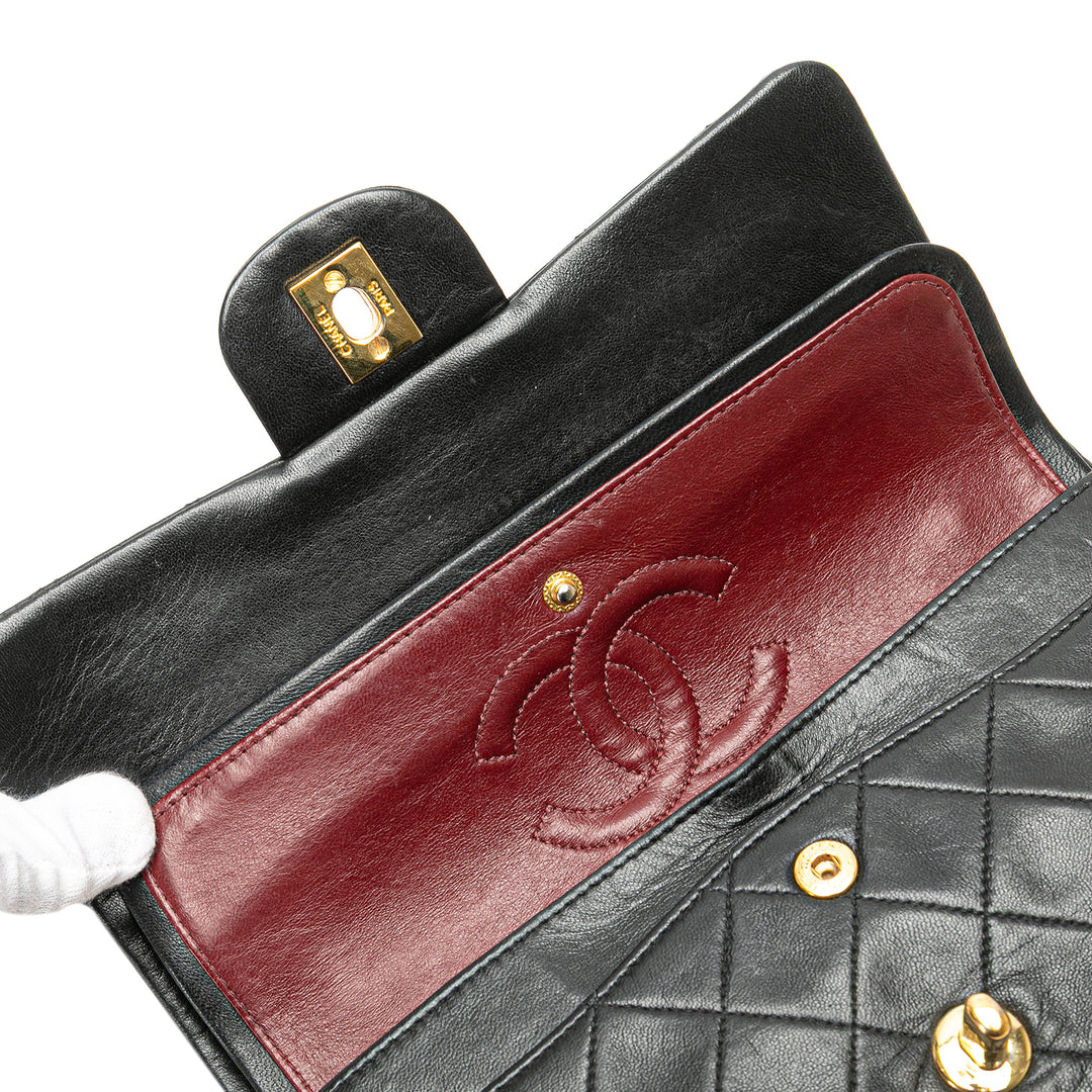Small Classic Lambskin Double Flap Black - Gaby Paris
