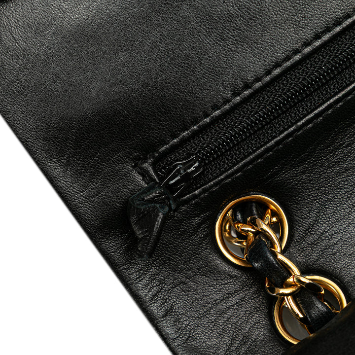 Small Classic Lambskin Double Flap Black - Gaby Paris