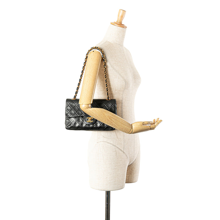 Small Classic Lambskin Double Flap Black - Gaby Paris