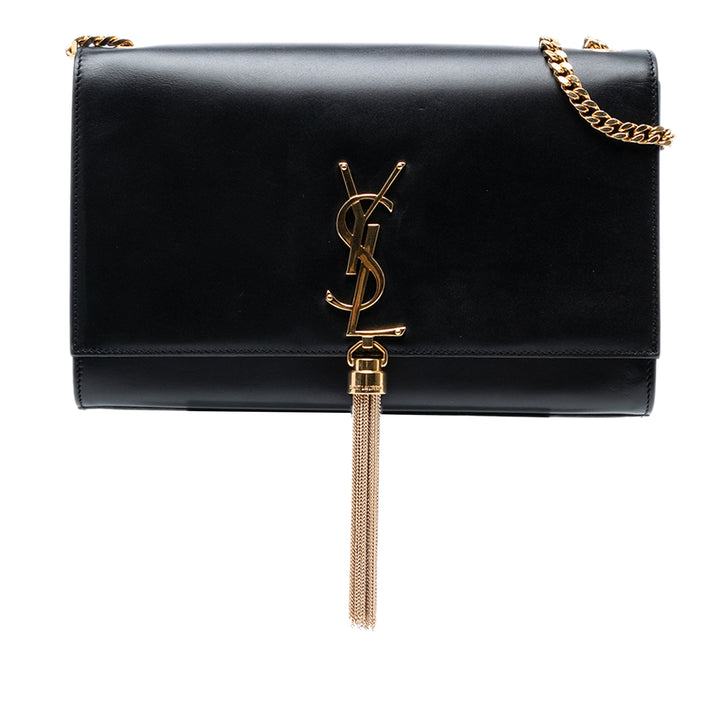 Saint Laurent Medium Smooth Cuir de veau Classic Monogram Kate Tassel Sac porté croisé Noir