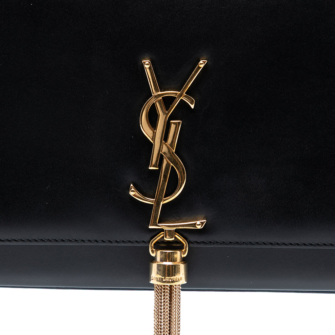Saint Laurent Medium Smooth Cuir de veau Classic Monogram Kate Tassel Sac porté croisé Noir