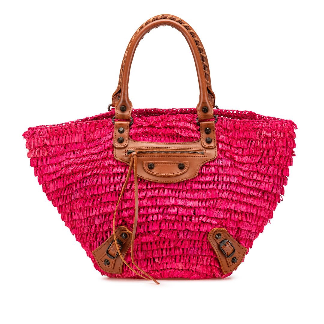 Small Raffia Motocross Basket Tote Pink - Gaby Paris