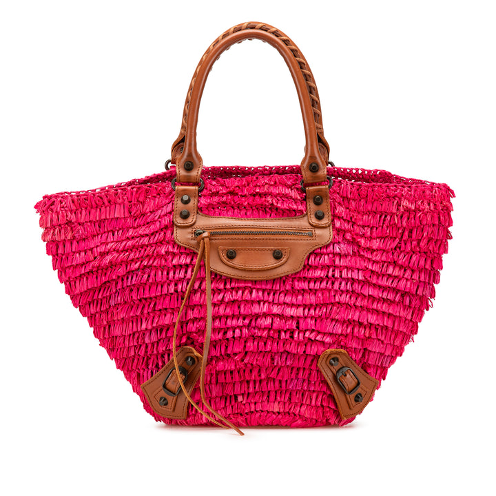 Small Raffia Motocross Basket Tote Pink - Gaby Paris