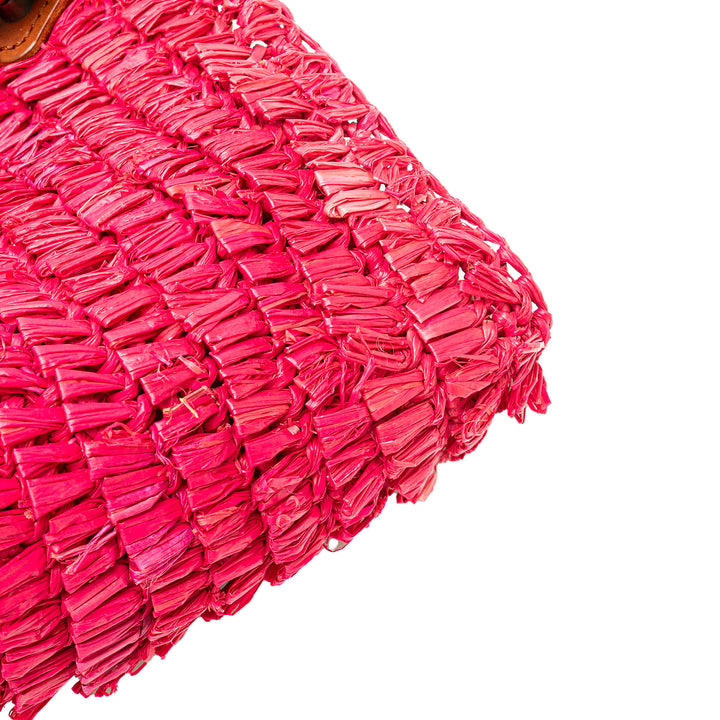 Small Raffia Motocross Basket Tote Pink - Gaby Paris
