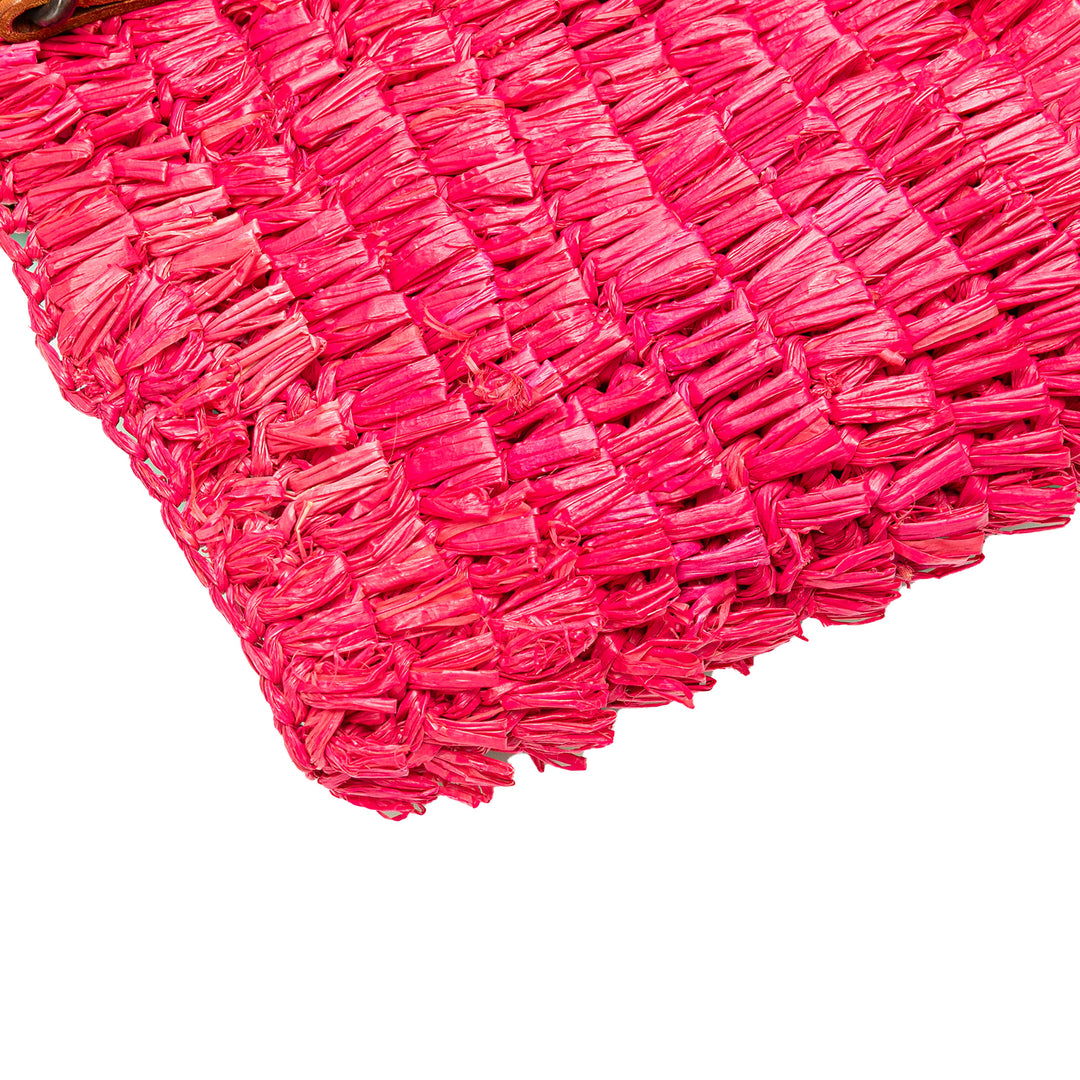 Small Raffia Motocross Basket Tote Pink - Gaby Paris