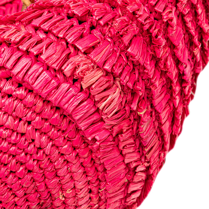 Small Raffia Motocross Basket Tote Pink - Gaby Paris