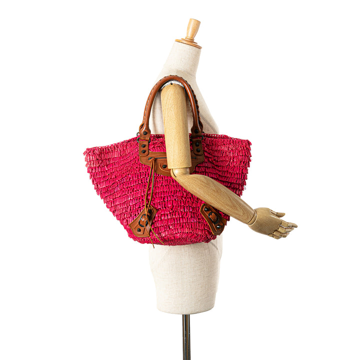 Small Raffia Motocross Basket Tote Pink - Gaby Paris