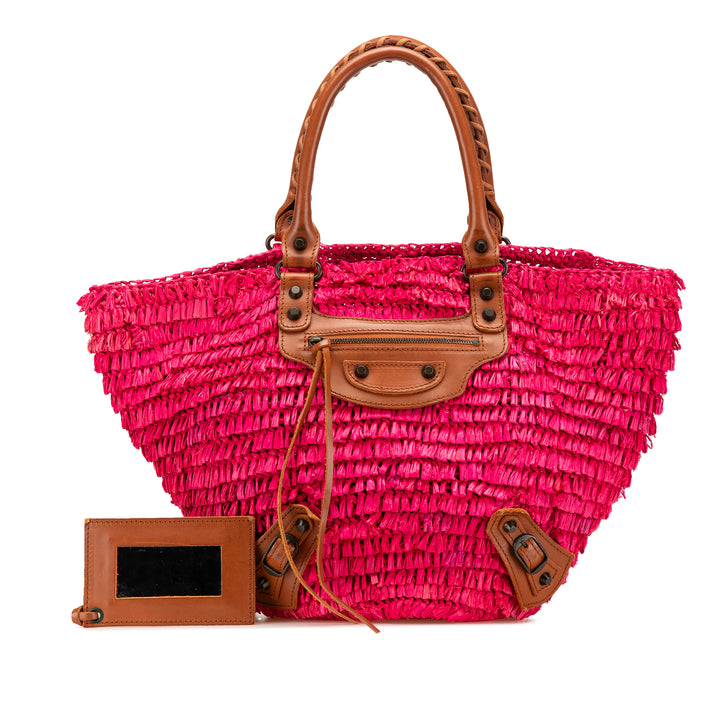 Small Raffia Motocross Basket Tote Pink - Gaby Paris