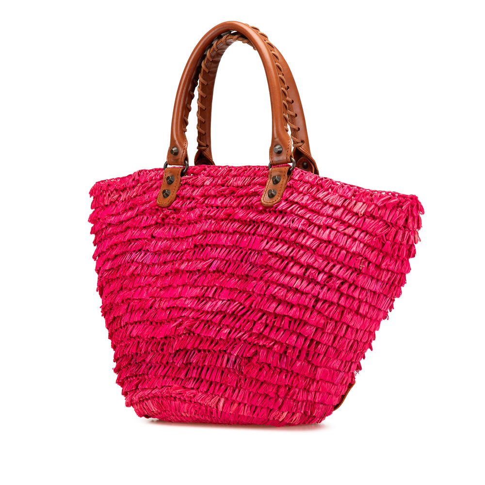 Small Raffia Motocross Basket Tote Pink - Gaby Paris