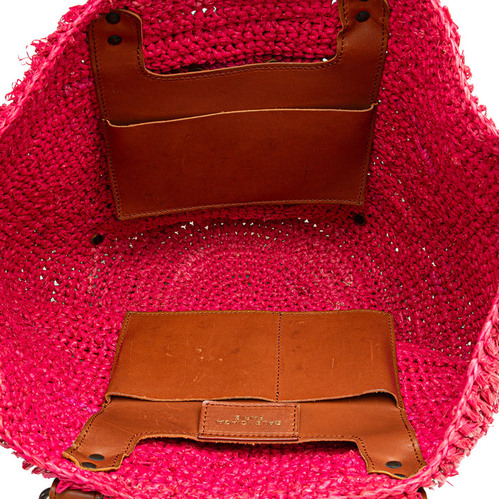 Small Raffia Motocross Basket Tote Pink - Gaby Paris
