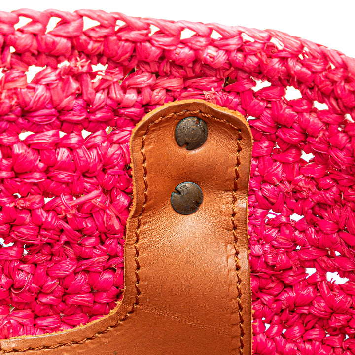 Small Raffia Motocross Basket Tote Pink - Gaby Paris